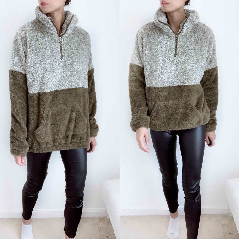 SOFT SHERPA TEDDY QUARTER ZIP PULLOVER SWEATER - Picture 12 of 12